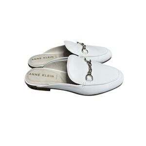NEW Anne Klein Brantley Bit Loafer Mule Slip-On Shoes Women's 7.5 White Minimal
